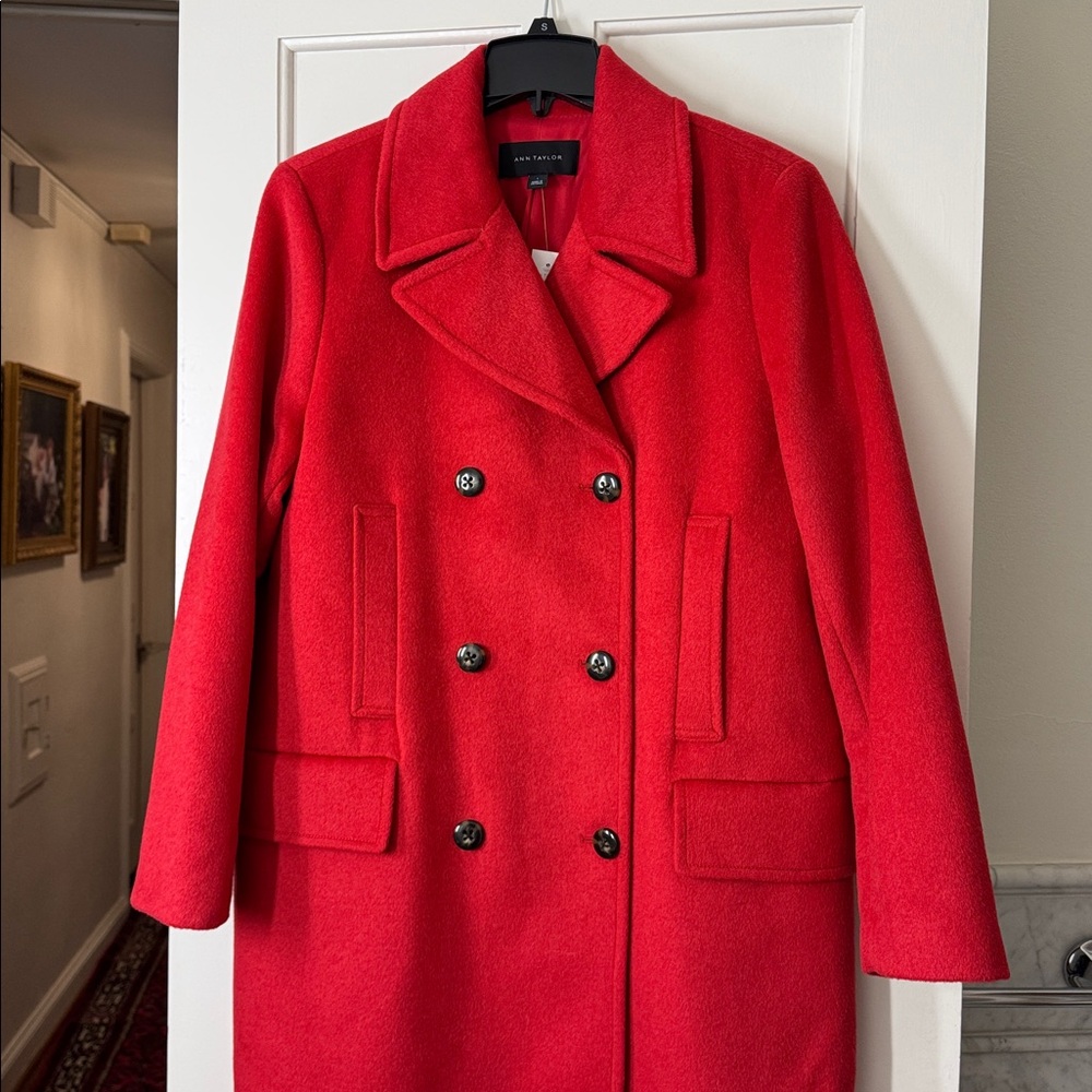 Ann Taylor Wool Blend Long Double breasted Peacoat Coat 829889 - Picture 9 of 12
